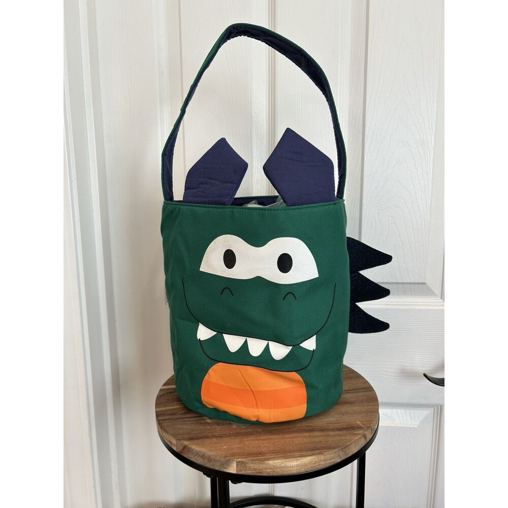 Trick-or-Treat Candy Bucket Halloween Dinosaur Monster Canvas Tote Canvas Bag